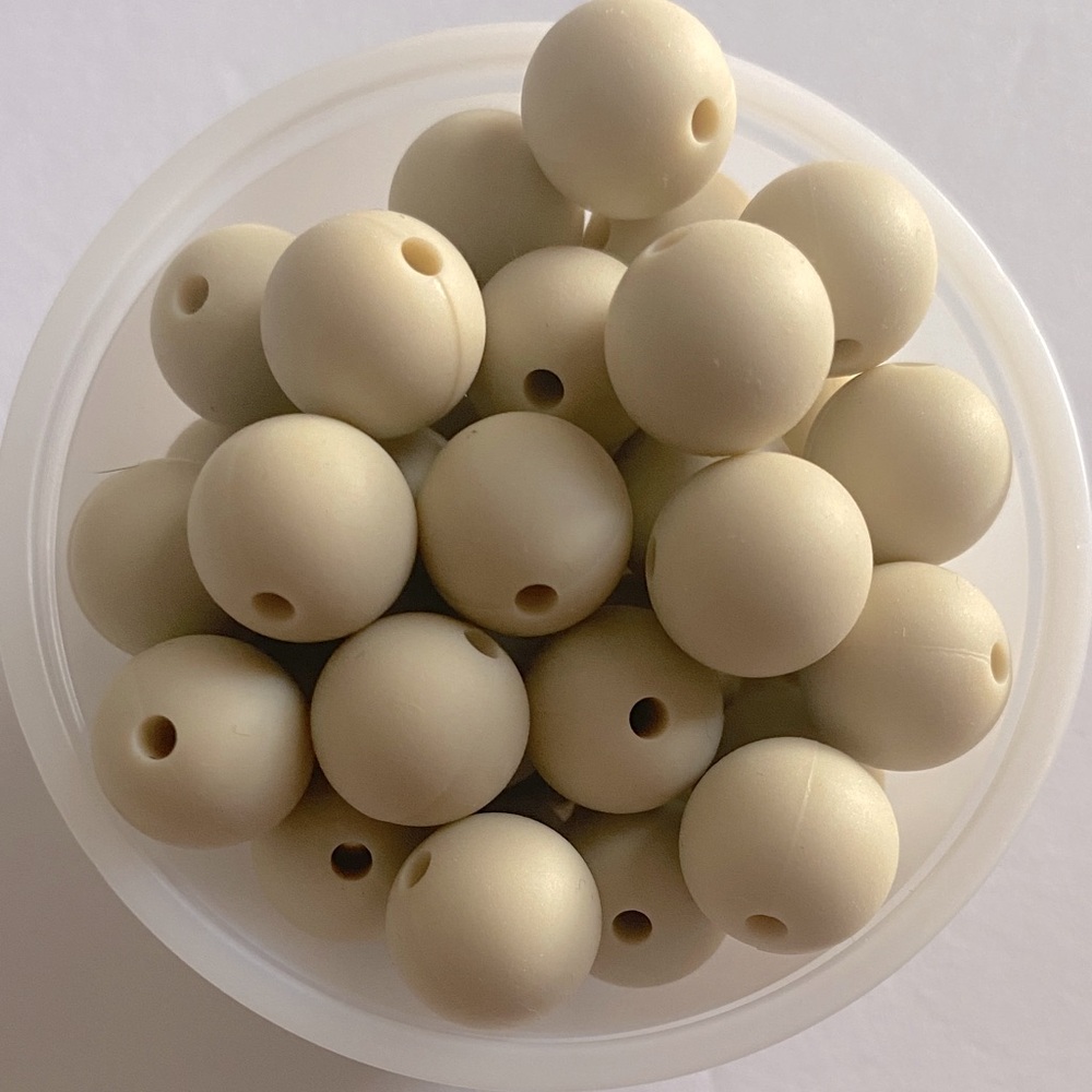 45 PIECES Tan Silicone Round Beads
